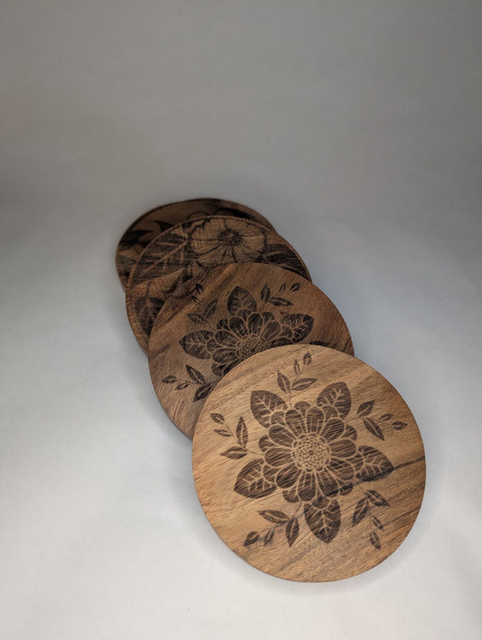 Circle Wooden Coasters set (4 pieces)